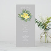 Geel en grijs  Elegant Floral Wedding Menu (Staand voorkant)