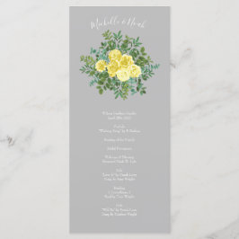 Geel en grijs  Elegant Floral Wedding Menu