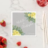 Geel en grijs Elegant Floral Wedding Servet (Insitu)