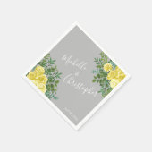 Geel en grijs Elegant Floral Wedding Servet (Hoek)