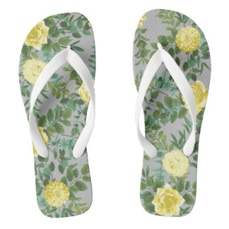 Geel en grijs  Elegant Floral Wedding Teenslippers