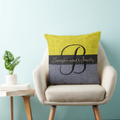 Geel en grijs Elegant Monogram Weddenschap Kussen (Stoel)
