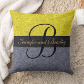 Geel en grijs Elegant Monogram Weddenschap Kussen (Deken)