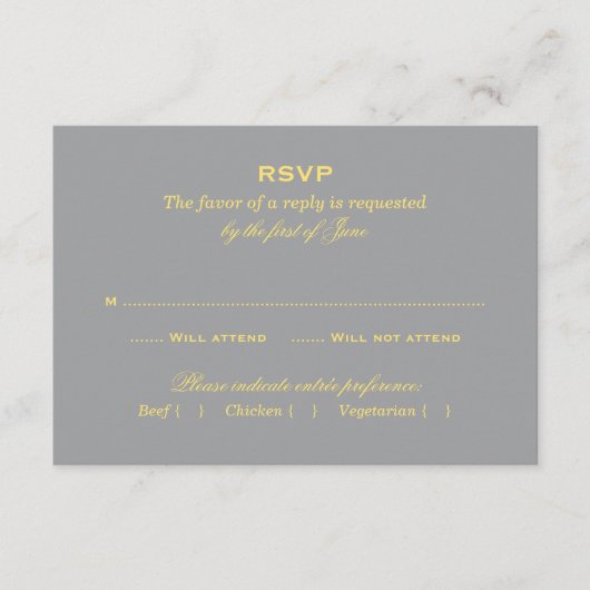 Geel en grijs Elegant Wedding RSVP Kaartje (Voorkant)