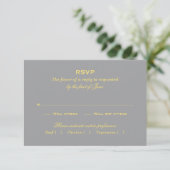 Geel en grijs Elegant Wedding RSVP Kaartje (Staand voorkant)