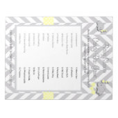Geel en grijs Elephant Baby shower Snoep Notitieblok (Voorkant)