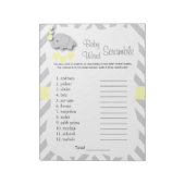 Geel en grijs Elephant Baby shower Word Game Notitieblok (Linkerzijde)
