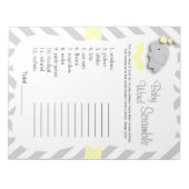 Geel en grijs Elephant Baby shower Word Game Notitieblok (Voorkant)