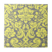 Geel en Grijs Fancy Gevormd Damast Tegeltje (Voorkant)