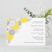 Geel en grijs Floral Bridal Shower Invitations Kaart (Staand voorkant)