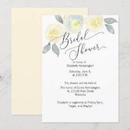 Geel en grijs Floral Bridal Shower Kaart