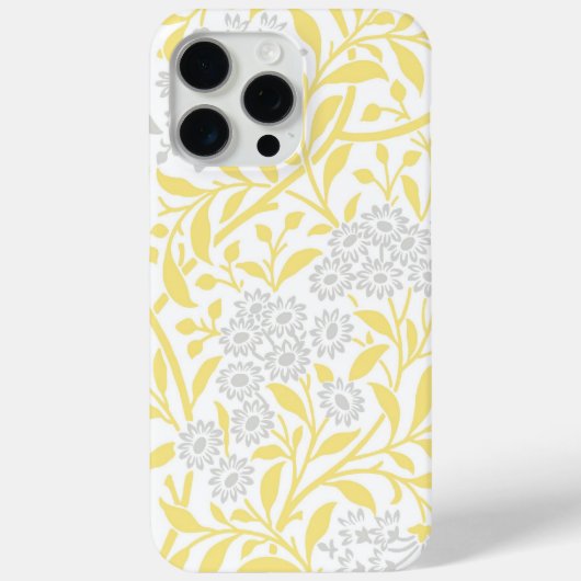 Geel en grijs Floral Damask Pattern Case-Mate iPhone Case (Achterkant)