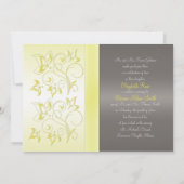 Geel en grijs Floral Monogrammed Invitation Kaart (Achterkant)