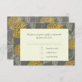 Geel en grijs  Floral RSVP (Voorkant / Achterkant)