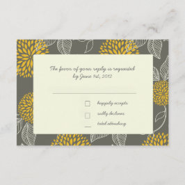 Geel en grijs Floral RSVP Kaartje