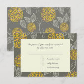 Geel en grijs Floral RSVP Kaartje (Voorkant / Achterkant)