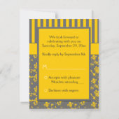 Geel en grijs Floral Striped RSVP Card Kaart (Achterkant)
