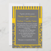 Geel en grijs Floral Striped Wedding Invitation Kaart (Achterkant)