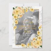 Geel en grijs Floral Vellum Overlay Save the Date (Voorkant)