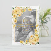 Geel en grijs Floral Vellum Overlay Save the Date (Staand voorkant)