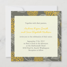 Geel en grijs  Floral Wedding nodig Kaart