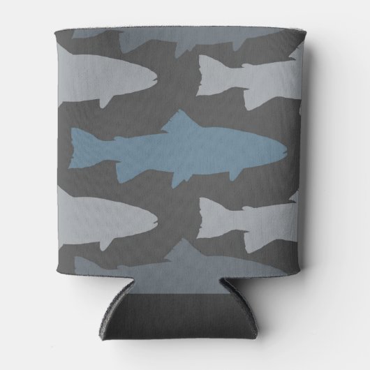 Geel en grijs forel vispatroon blikjeskoeler (Voorkant)