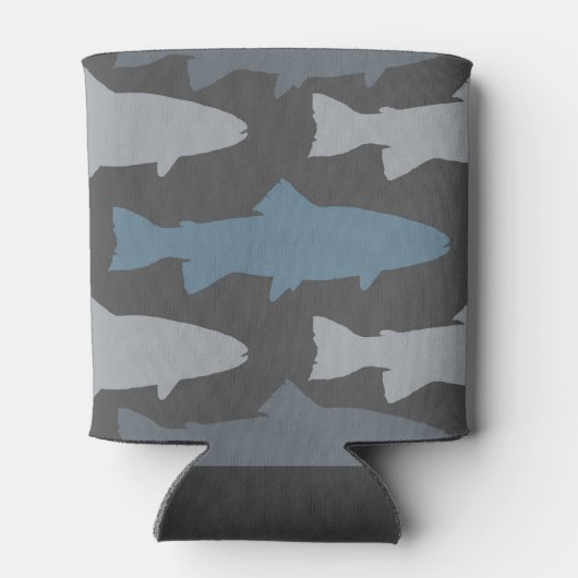 Geel en grijs forel vispatroon blikjeskoeler (Achterkant)