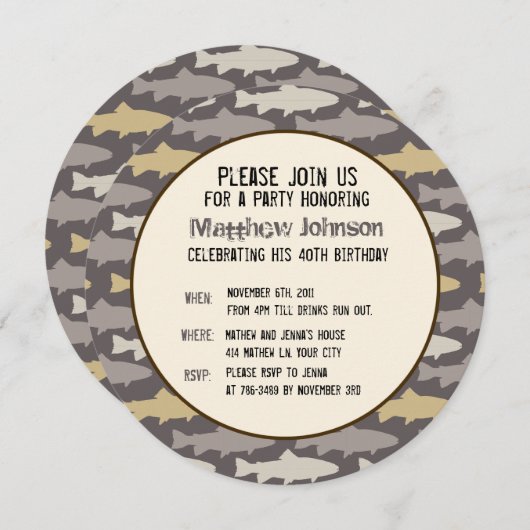 Geel en grijs forel vispatroon kaart (Voorkant / Achterkant)