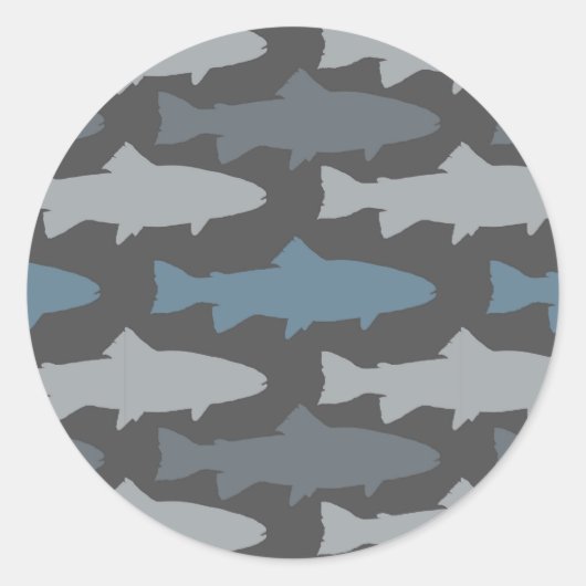 Geel en grijs forel vispatroon ronde sticker (Voorkant)