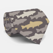 Geel en grijs forel vispatroon stropdas (Opgerold)