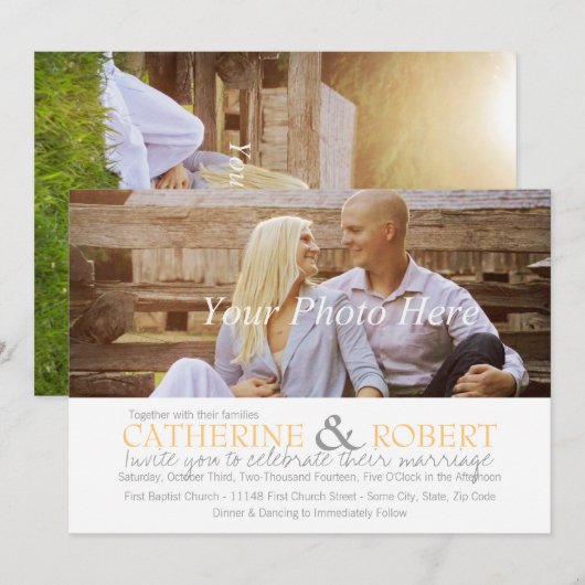 Geel en grijs Foto Weddenschap Kaart (Voorkant / Achterkant)