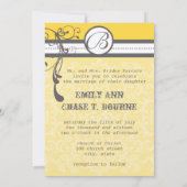 Geel en grijs Funky Swirls Weddenschap Save the Da Date (Achterkant)