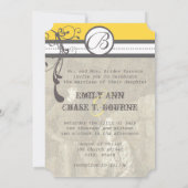 Geel en grijs Funky Swirls Weddenschap Save the Da Date (Achterkant)