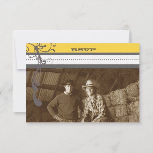 Geel en grijs Funky Swirls Weddenschap Save the Da Kaart (Voorkant)