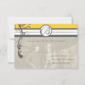 Geel en grijs Funky Swirls Weddenschap Save the Da Kaart (Achterkant)