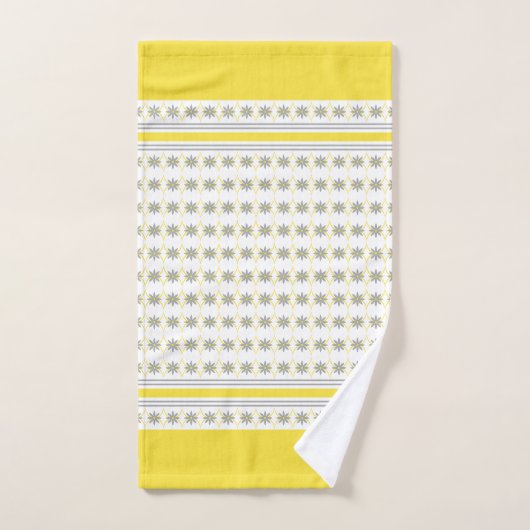 Geel en grijs Geometrische bloemen op wit Bad Handdoek (Handdoek)