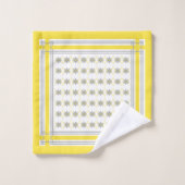 Geel en grijs Geometrische bloemen op wit Bad Handdoek (Wasdoekje)