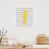 Geel en grijs Gestreepte zeepaardje Poster (Keuken)