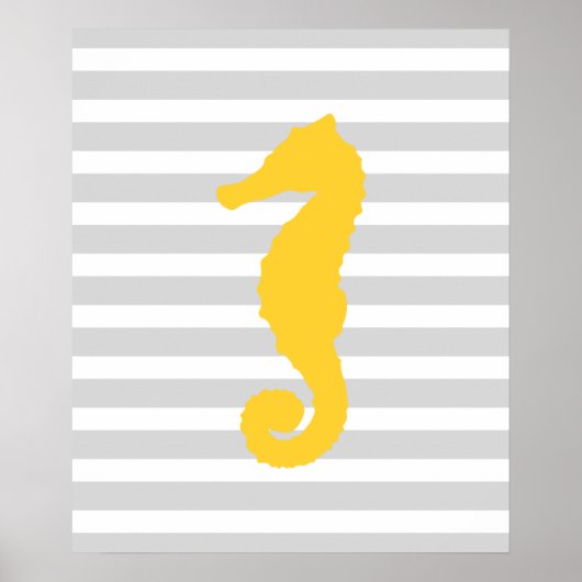 Geel en grijs Gestreepte zeepaardje Poster (Voorkant)