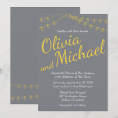 Geel en grijs huwelijksuitnodiging met licht kaart (Voorkant / Achterkant)