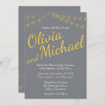 Geel en grijs huwelijksuitnodiging met licht