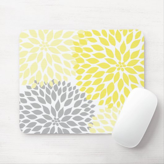 Geel en grijs kantoor op het bureau muismat (Met muis)