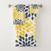 Geel en grijs Kool Moderne Floral Bad Handdoek (Insitu)