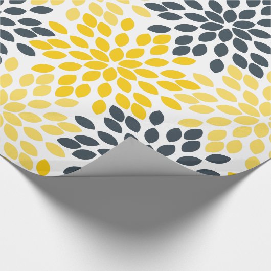 Geel en grijs Kool Moderne Floral Cadeaupapier (Hoek)