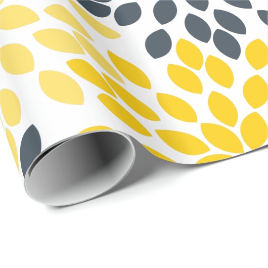 Geel en grijs Kool Moderne Floral Cadeaupapier (Rol Hoek)