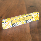 Geel en grijs Kool Moderne Floral Naambordje (Zijkant)