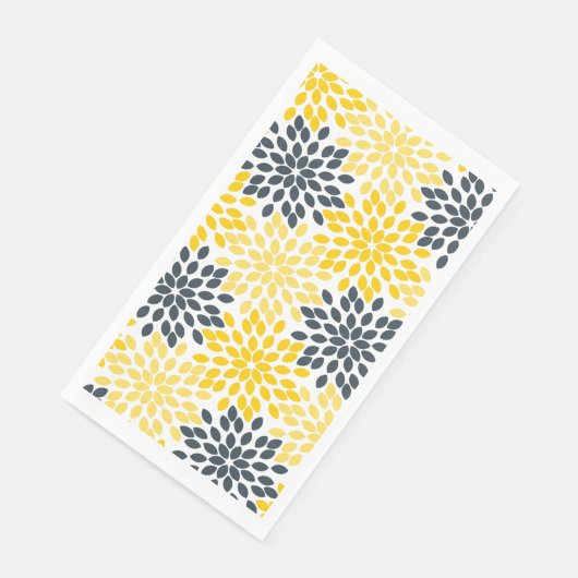 Geel en grijs Kool Moderne Floral Servet (Hoek)