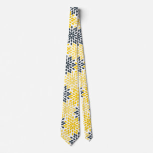 Geel en grijs Kool Moderne Floral Stropdas