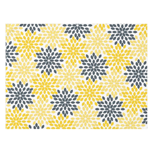 Geel en grijs Kool Moderne Floral Tafelkleed (Voorkant (Horizontaal))