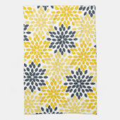 Geel en grijs Kool Moderne Floral Theedoek (Verticaal)